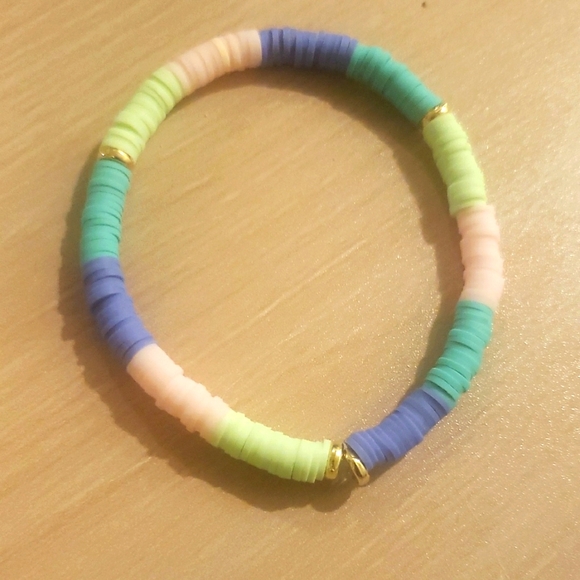 Colorful Beaded Bracelet w/ Gold Accents -Handcrafted - Picture 1 of 1